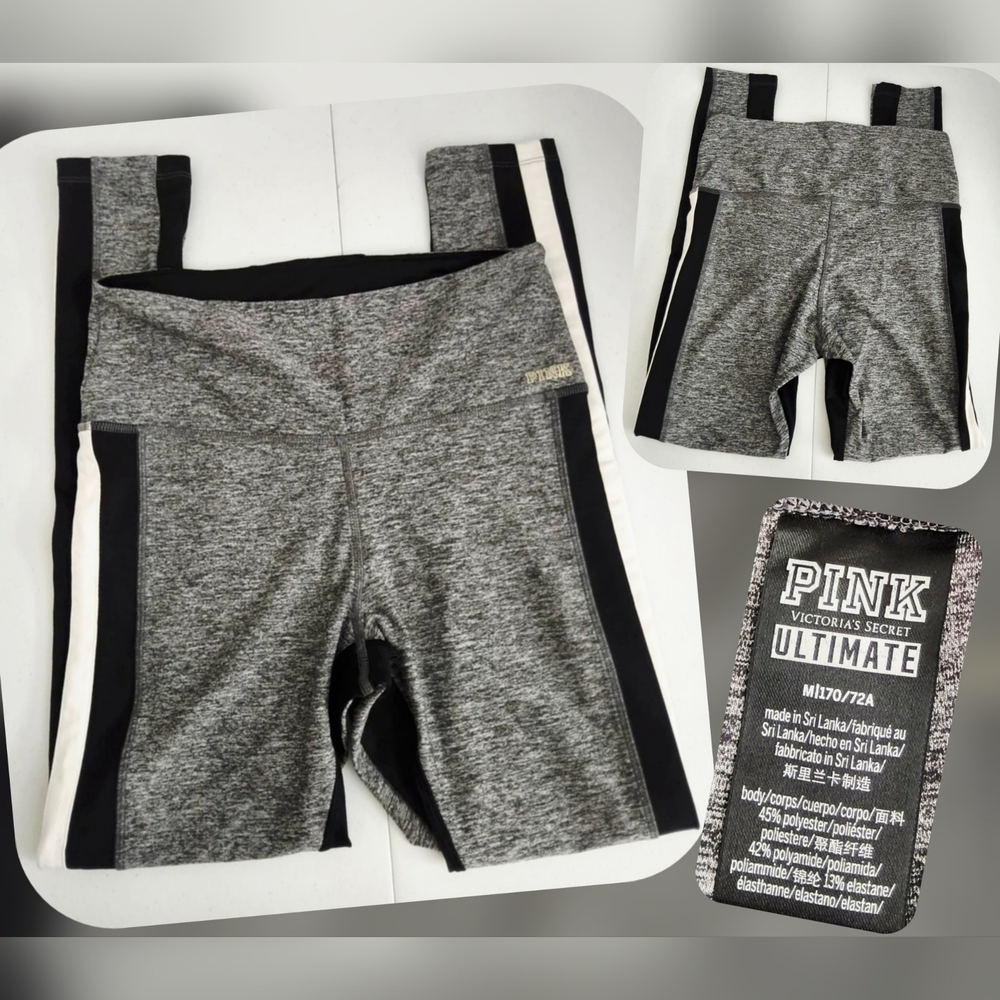 PINK Victoria's Secret Gray and Black Ultimate Leggings Size M